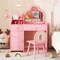 Kids Vanity Set, Cloud Shape Mirror, Storage and Pine Wood Stool